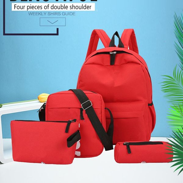 

wholesale new brand letter four-piece sports backpack casual breathable canvas bag mother and son backpack bag outdoor travel backpack