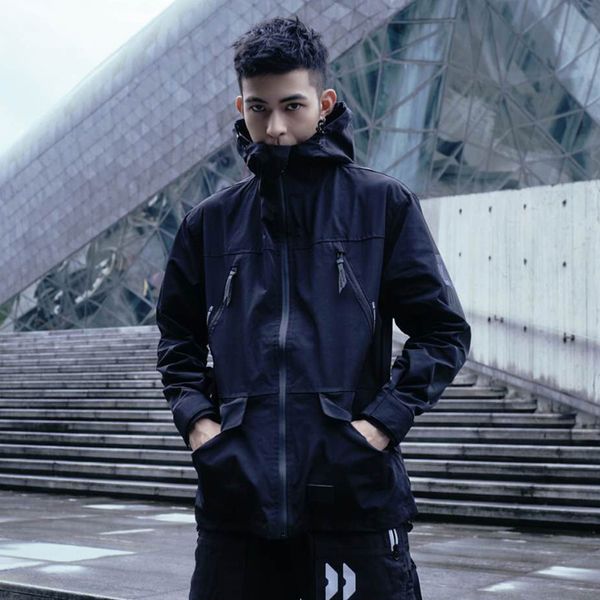 

men's trench coats croxx lightweight wind jacket weather proof techwear style print streetwear fashion, Tan;black
