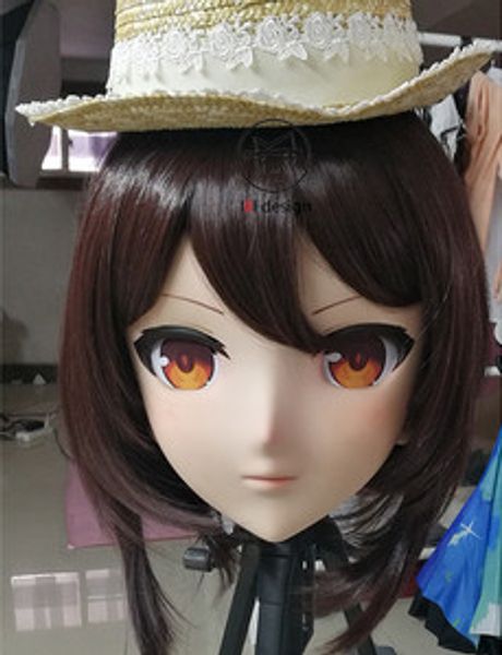 

lili mask-15) сладкая девушка смола маска для головы kigurumi косплей японская ролевая игра аниме-силиконовая маска kigurumi трансвеститная, Black;red