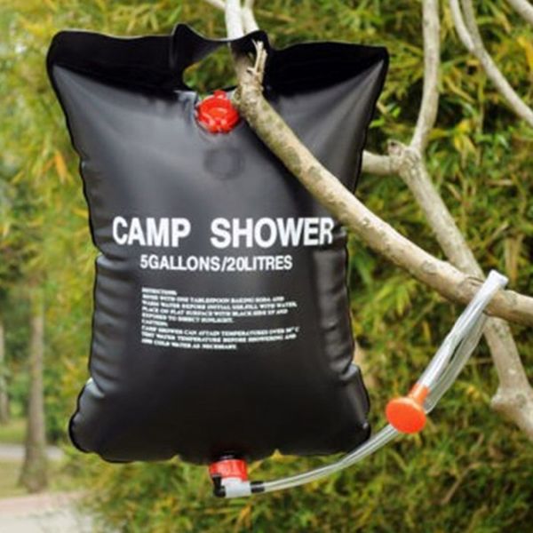 

20l water bag foldable solar energy heated camp pvc shower bag outdoor camping travel hiking climbing bbq picnic water storage