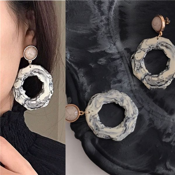

2019 fashion marble finish ear clip earrings without piercing for women, Silver