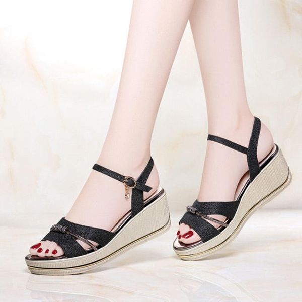 

2020 summer platform sandals fashion women wedges shoes woman peep toe platform causal shoes women thick bottomed sandals #4.29, Black