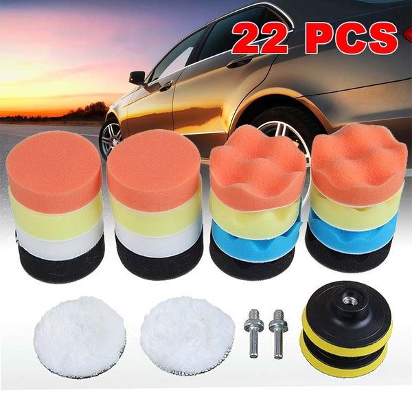 

профессиональные 22pcs / set 3 дюйма 80мм полировка pad полировальником комплект для автомобиля полировщик рсп m10 резьба абразивные инструм