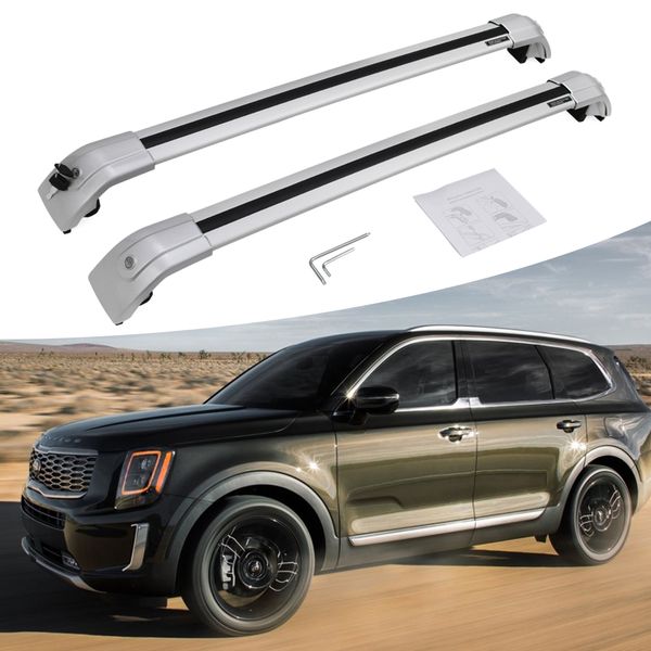 

fit for kia telluride 2019 2020 lockable silver aluminum cross bars roof rack
