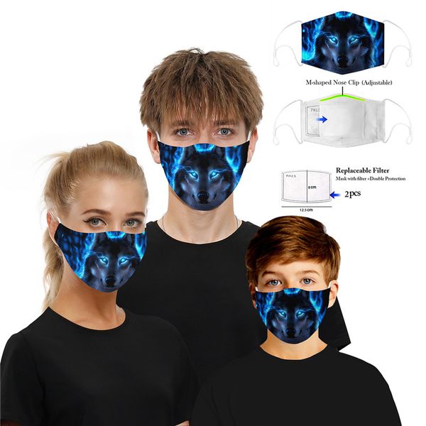 

2020 animal mask kids fancy washable masks with 5-layer carbon replaceable filter reusable dust warm outdoor anti-dust proof mask