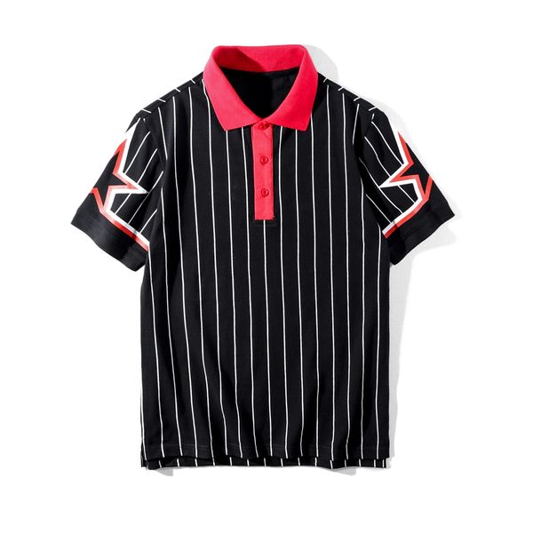 

2019 luxury designer polo shirts famous fashion 5 star striped short sleeves mens womens designer round neck good quality t-shirt size s-xl, White;black
