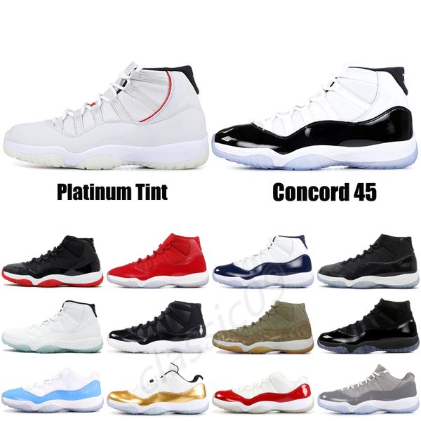 

concord 11 xi mens basketball shoes platinum tint high 11s space jam black white unc men women sneakers designer shoes us 5.5-13, White;red