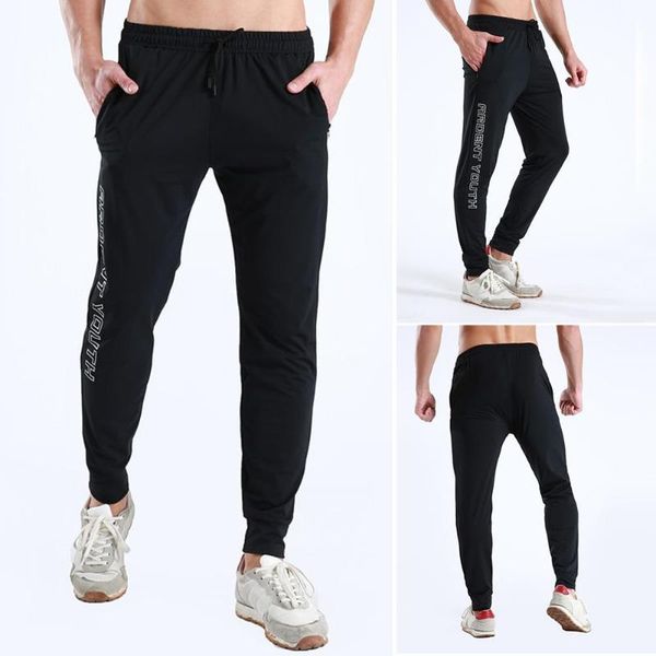 

men casual ankle tie elastic breathable drawstring long pants sports sweatpants drawstring design with pockets ankle tie elastic, Black