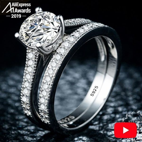 

black friday sona s925 sterling silver ring i love mom sona diamond vs clarity 1.25 carat luxury wedding engagement 2pc unique, Slivery;golden