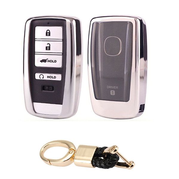

1x chrome soft tpu smart remote key fob case cover for acura rlx rdx tlx ilx/mdx
