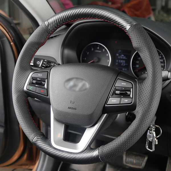 

auto steering covers carbon fiber hand sewing set for ix35 verna tucson new santafe celesta elantra avante mistra
