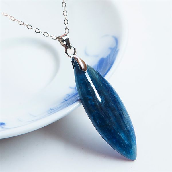 

drop shipping genuine blue natural kyanite gemstone crystal bead pendant woman men jewelry natural stone pendant 41*13*5mm, Silver