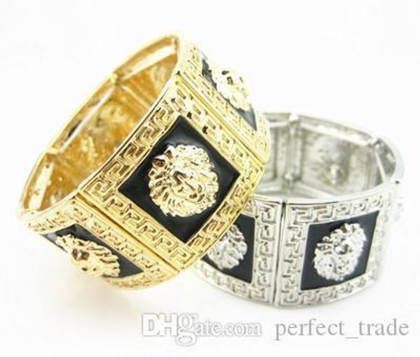 

high grade designer bracelet hip hop bracelets lion king mens bracelets golden square jewelry accessories sale, Black