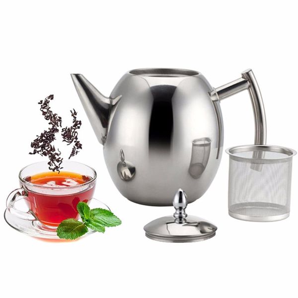 

1l/1.5l stainless steel teapot with strainer large capacity coffee kettle heat resistant coffee pot infuser office teaware sets home tea pot