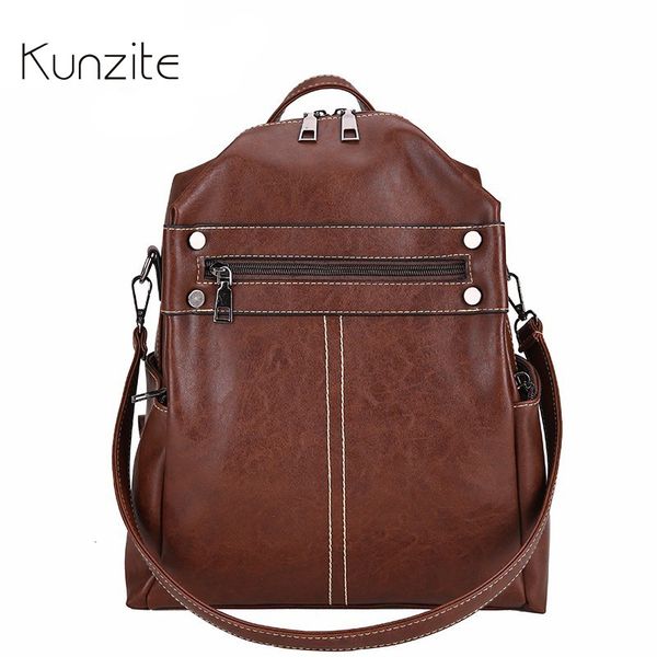 

kunzite women leather backpacks fashion shoulder bags for ladies large capacity bagpack girl designer school bags