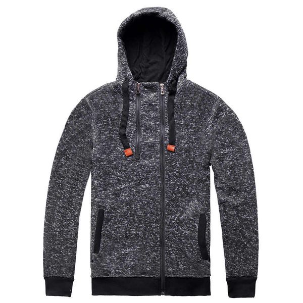 

джек корди новая осень зима модные толстовки мужчин двойной молнии тонкий толстовки мужской твердые повседневная куртка с капюшоном, Black