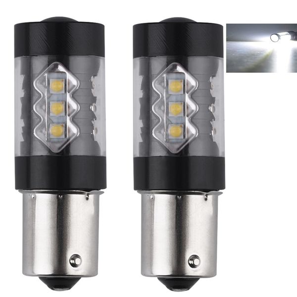 

car 2pcs 80w 1156 1157 trailer led light 16smd 12v backup brake turn single drl lamps hid white