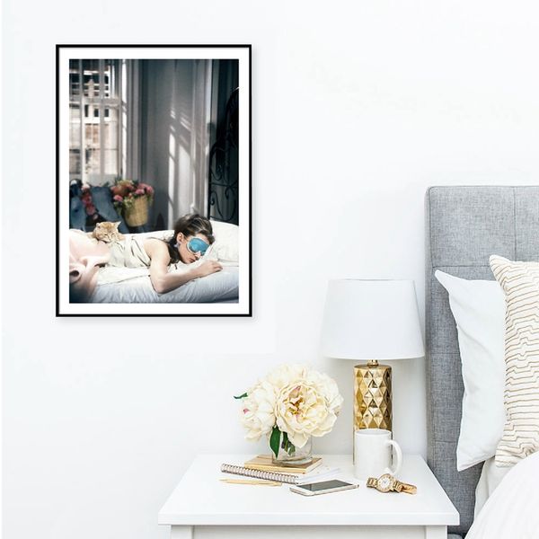

audrey hepburn breakfast poster print fashion wall art canvas painting vogue vintage picture home room decoration