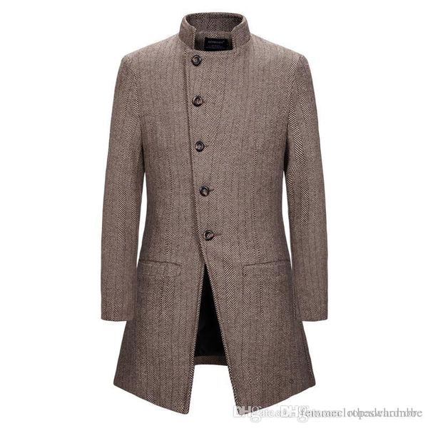 

mens конструктора windbreak осень и зима англия стиль длинный рукав стенд воротник плащи мужская мода пальто, Tan;black