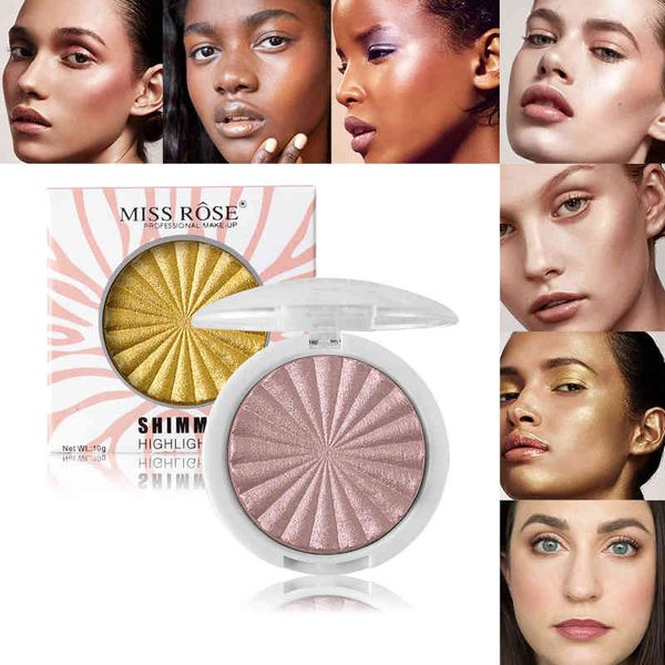 

144pcs/lot miss rose highlighter bronzer face powder makeup golden iluminador maquiagem profissional completa highlighter palette highlight