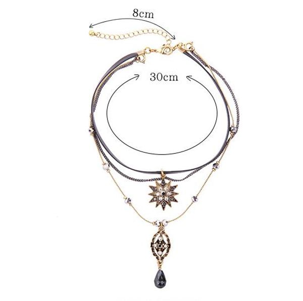 

19w2n01 design fashion jewelry star mutipul style popular accessery new arrival black double three chains simple necklace pandent chorker, Silver