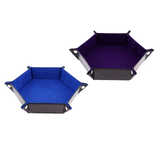 

2pcs rpg dice pu leather hex tray velvet dice tray gambling board games