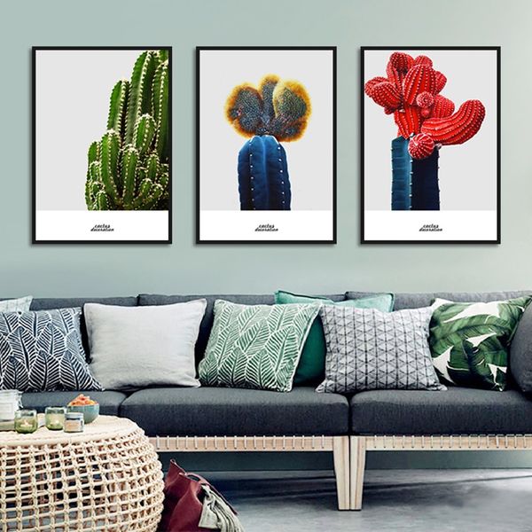 

modern color cactus and prickly pear print canvas painting picture aisle home wall art graffiti bedroom modern decoration custom