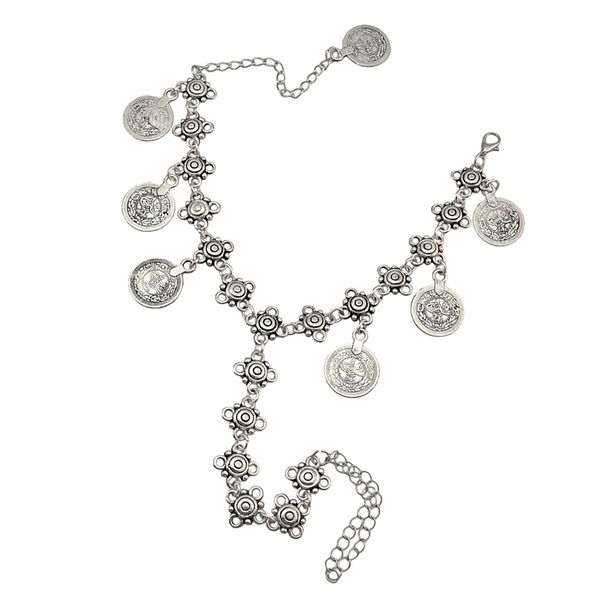 

vintage boho flower foot hippie bracelets tassel coin anklet chain barefoot, Red;blue