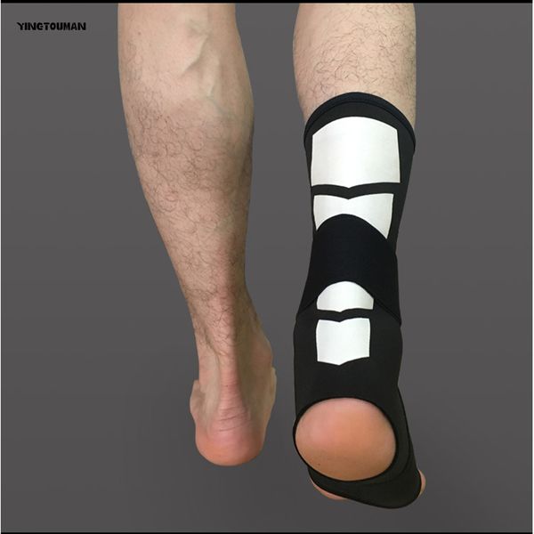

yingtouman 2 pcs/lot high elastic bandage compression knitting sports protector basketball soccer ankle support brace guard, Blue;black