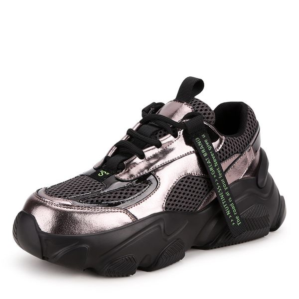 

european women shoes autumn 2019 new european genuine leather stitching breathable lace muffin bottom leisure sports shoes cs07, Black