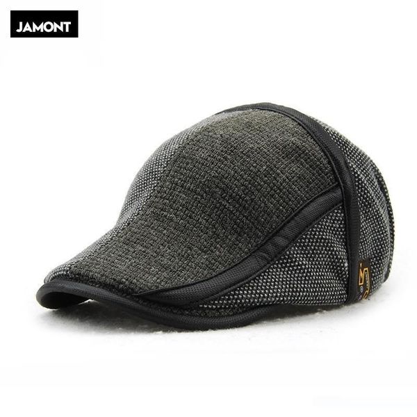 

jamont mens knitted wool newsboy hat winter warm beret cap duckbill visor flat cabbie hats gentleman casual boina peaked caps, Blue;gray