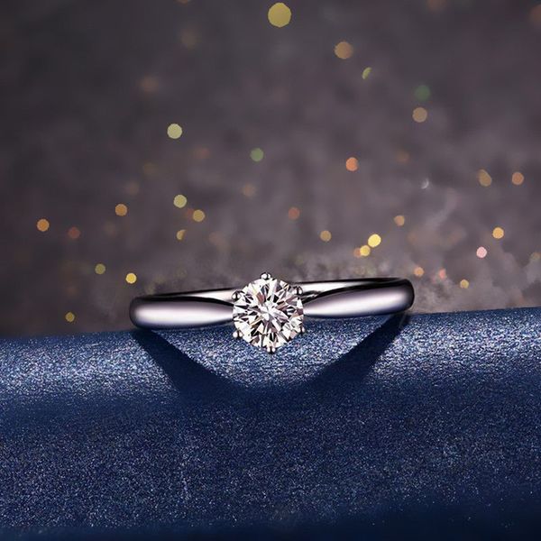 

gold plated 18k rose gold crown six claw ring popular on 925 silver engagement ring, Golden;silver