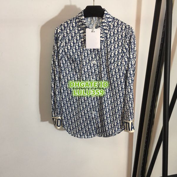 

Women multi hirt letter blou e high end cu tom lapel neck long leeve hirt letter blou e