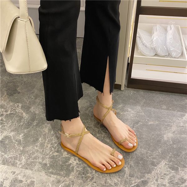 

beach sandal woman luxury all-match sandals straps 2020 women's clear heels cross cross-shoes suit female beige summer shoes, Black