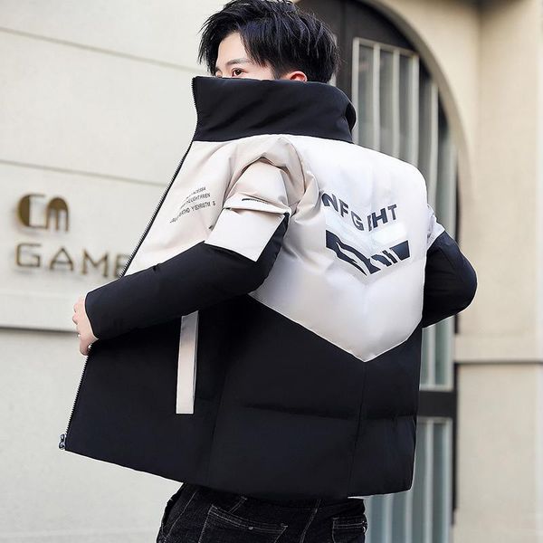

2019 new men's winter coat korean version of the trend of handsome padded winter jacket short paragraph size 3x, Black