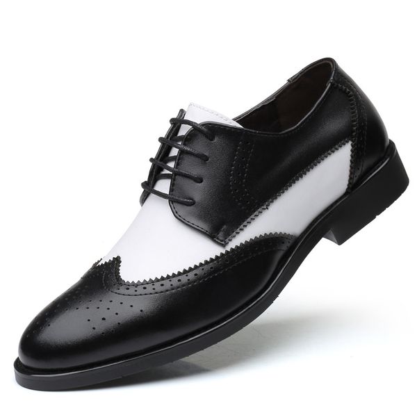 

italian stylish big size 38-48 men's dress shoes blucher oxford shoe gents outfit party wedding leather male footwear, Black