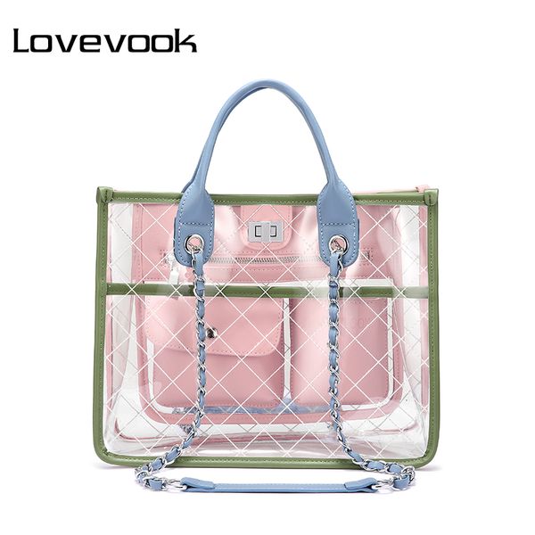 

lovevook women handbag shoulder crossbody bags female messenger bag ladies transparent bag clear purses and handbags tote 2019