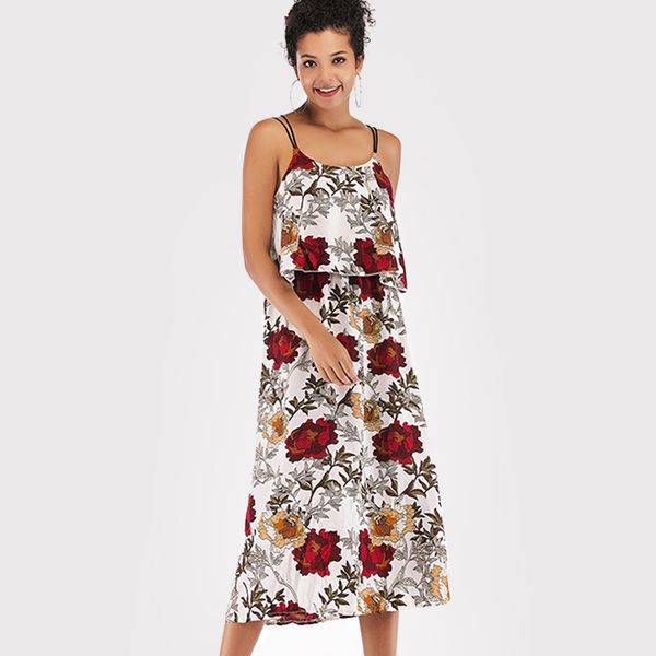 

летние старинные платья 2019 женщин приталенный недоуздок талии печать ремень шифон повседневный платье халат фам пляжа для женщин, Black;gray