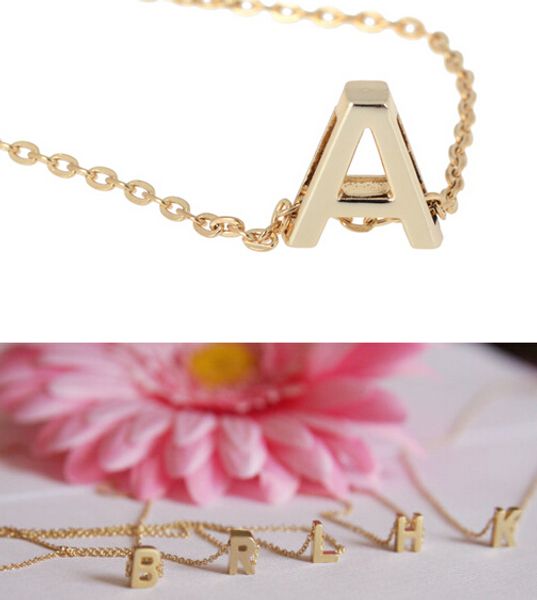 

fashion letter name initial chain pendant fashion necklace a-z gold plate 5926, Silver