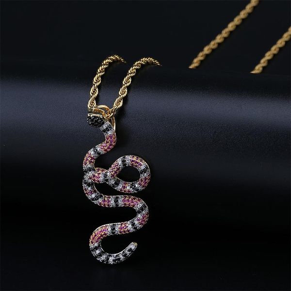 

pendant necklaces jewelry luxury fashion bling zirocn necklaces exquisite 18k gold plated snake hip hop necklace ln121