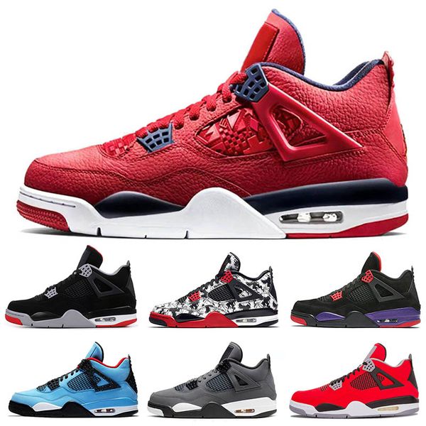 

hight quality 4 jumpman fiba black gum men basketball shoes 4s pizzeria black travis scott military blue mens sneaker neon designer shoes, White;red