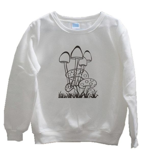 

former mushroom graphic print falling shoulder sweatshirt men's ladies autumn and winter long sleeve o-neck casual sweatshirt, Black