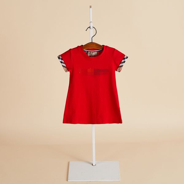 

2020 summer children's dress girls' dress knitted cotton english embroidered skirt children's wear, Red;yellow