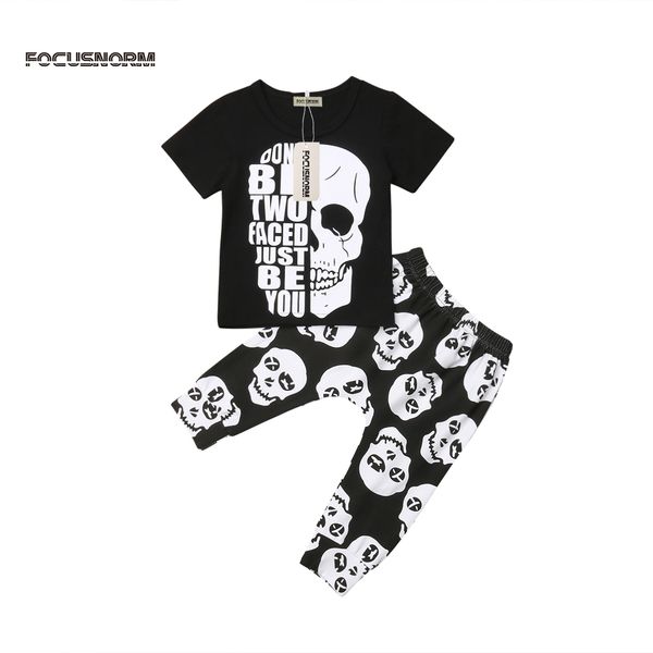 

2019 new baby clothing kids baby boys summer skull t-shirt +harem pants 2pcs outfits clothes fashion kids suits 1-6t