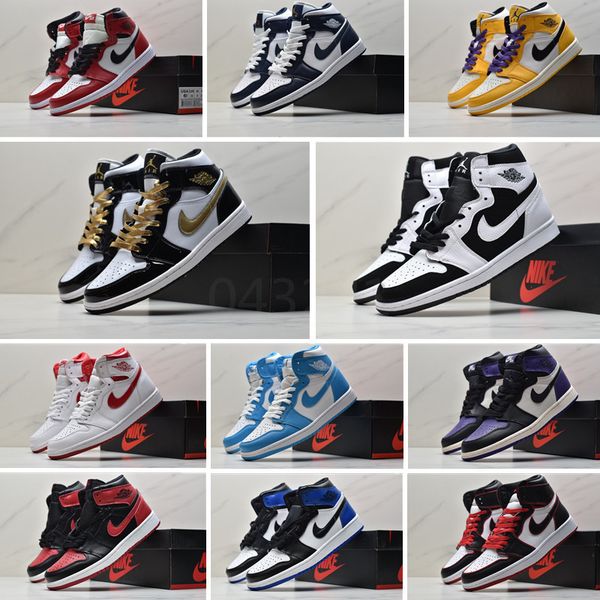 

jordan 1 mens basketball shoes green court purple chicago og 1s game women's royal blue casual sneakers 1673191, Black