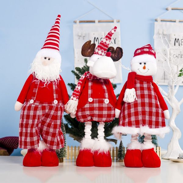 

big size christmas dolls retractable santa claus snowman elk toys xmas figurines christmas gift for kid red xmas tree ornament