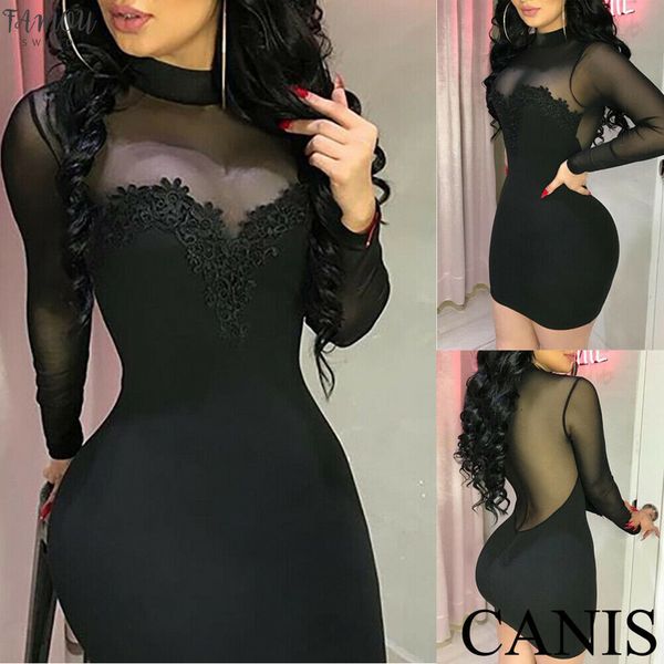 

мода повседневная женщин дамы с длинным рукавом bodycon backless sexy вечера партии шарика выпускного вечера формальные мини тощий платье че, Black;gray