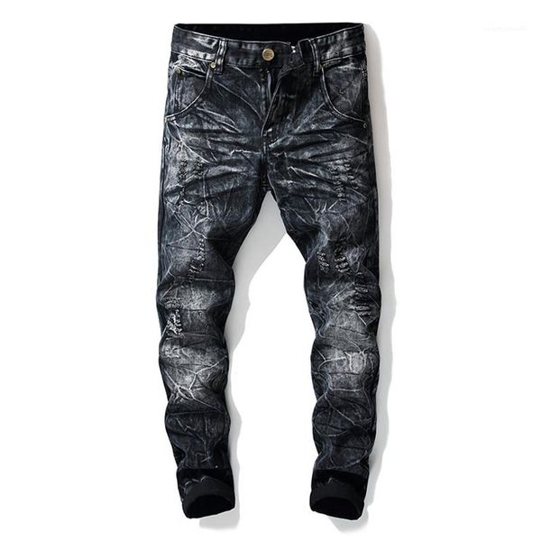 

washed ripped jeans street style mens pencil pants brand new mens designer jeans fashion blue and black