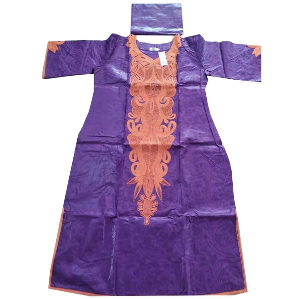 

md 2020 new african women clothes plus size dresses for women traditional embroidery pattern dress bazin riche dress with scarf, Red