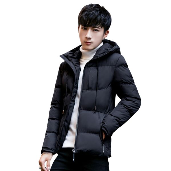 

2018 winter down feather cotton-padded clothes men's unloading cold men's jacket casual hooded down feather cotton-padded clothe, Black